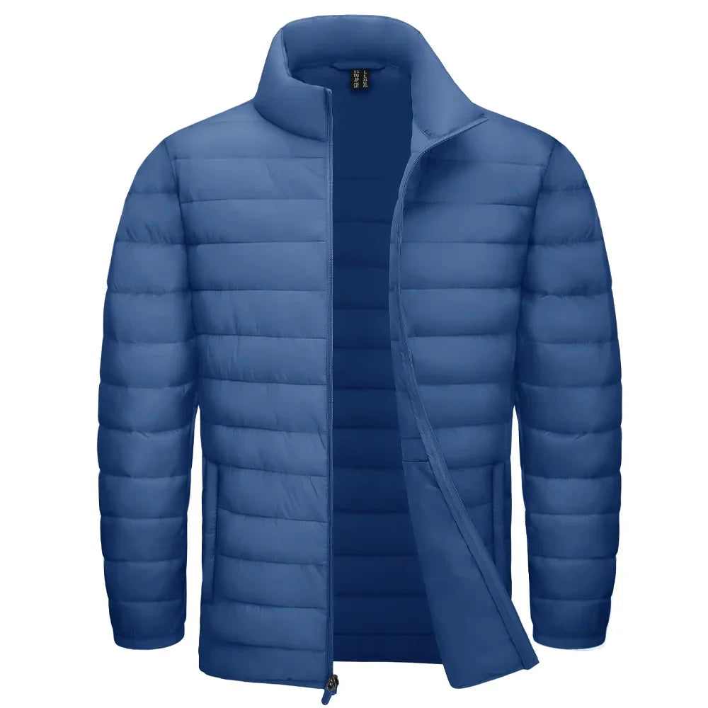 Stand Collar Lightweight Puffer Jackets Mens Quilted Jacket Water Resistant Ripstop Down Insulated Windbreaker Coats