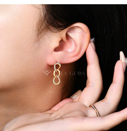D VVS1 Moissanite Earrings for Women s925 Sterling Silver Chain Link Drop Earring Modern Trendy Statement Party Jewelry