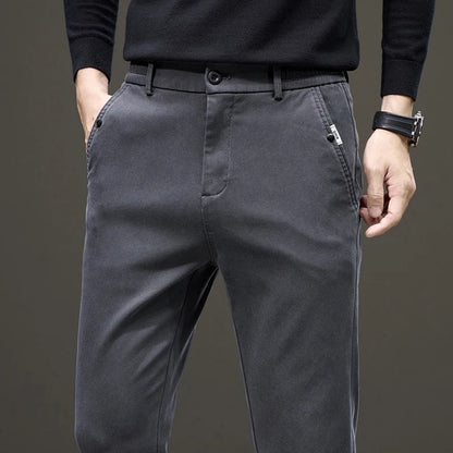 Business Straight Men's Pants Fashion Comfortable Brand Lyocell Soft Trousers Classic Simple Regular Solid Color Slim Pants
