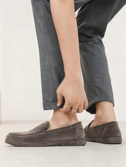Business Commute Slip On Men's Loafers Preppy Breathable Suede Casual Shoes Outdoor Flats Non Slip Daily Walking Driving Shoes