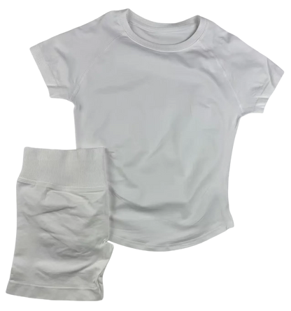 2 Pcs  Impact Sports Sets Short Sleeve Seamless Yoga Top Fitness Set Women Workout Running Sports Shorts Gym Suit