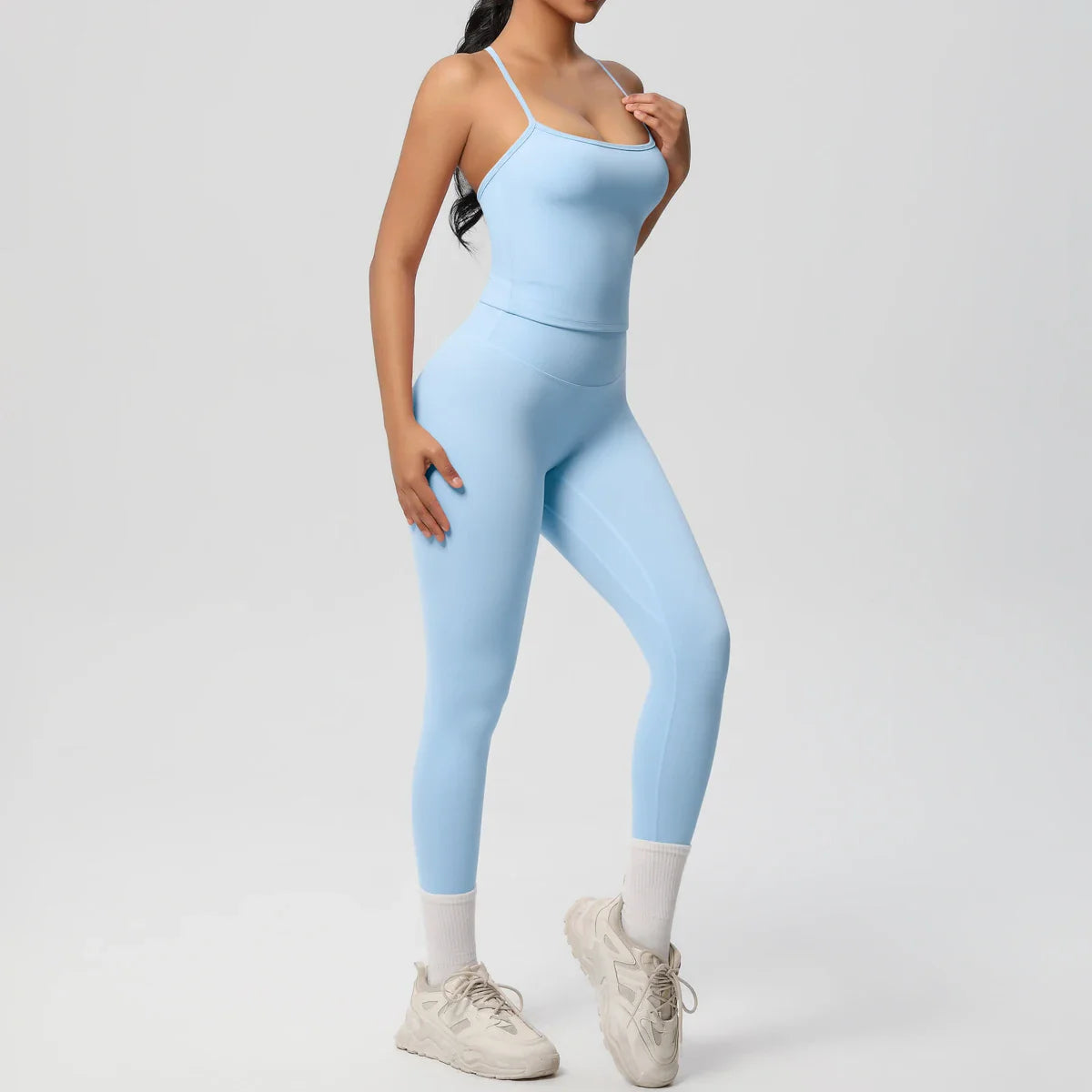 Halter Yoga Top Set Fitness Gym Suit Training Sleeveless Sport Gym Tops Crossover Back Sports Underwear  Tummy Control Slimming