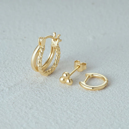 925 Sterling Silver 3PCS Zircon Double Layer Hoop Earrings For Women Minimalism Ins Earrings Fine Jewelry Party Gift