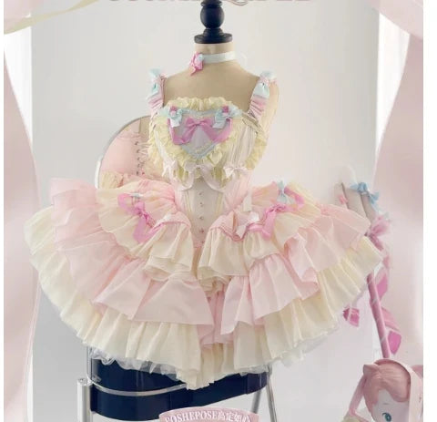 Girls Birthday Lolita Dress 2024 Spring and Summer Women's Tube Top Satin Bowknot Slim Pettiskirt Short Mini Party Dress