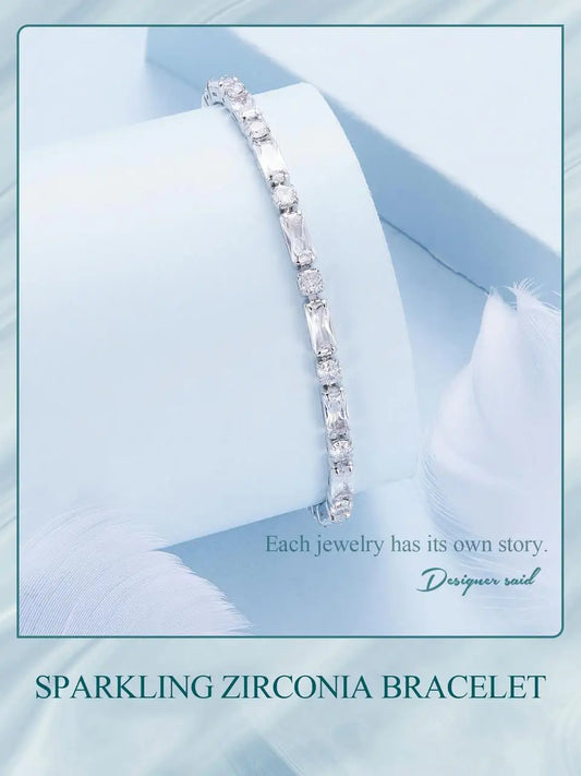 Luxury Square Zircon Adjustable Bracelet Sparkling Zirconia Chain Link for Men Women Birthday Gift Crystal Fine Jewelry