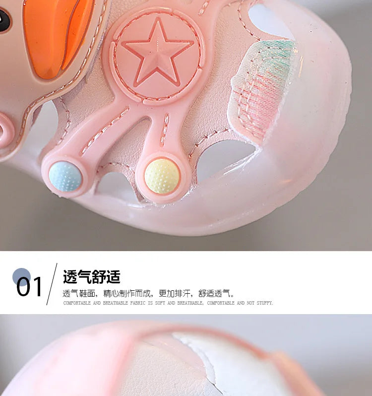 LED Light Baby Shoes 2023 Summer 0-3 Year Old Boys/girl Headband Anti Kick Sandals with Soft Soles Baby Toddler Soles Beach Shoe