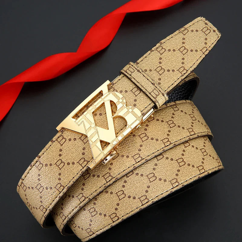 Real leather luxury automatic buckle men belt fashion trend business belt men and women's universal jeans versatile belt for men