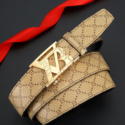 Real leather luxury automatic buckle men belt fashion trend business belt men and women's universal jeans versatile belt for men