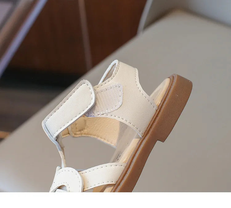 Girls Roman Shoes Children Solid Color Classic Retro Style Student Uniform Shoes Kids Fashion Girl Toes Wrapped Sandals I03284