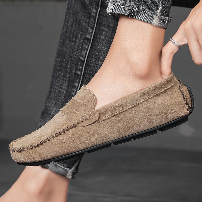 Sapatos Masculinos Casuais de Camurça, Respiráveis, de Couro, Loafers Masculinos, Slip-on, Sapatos de Dirigir Masculinos, Marca de Luxo, Sapatos Náuticos Confortáveis