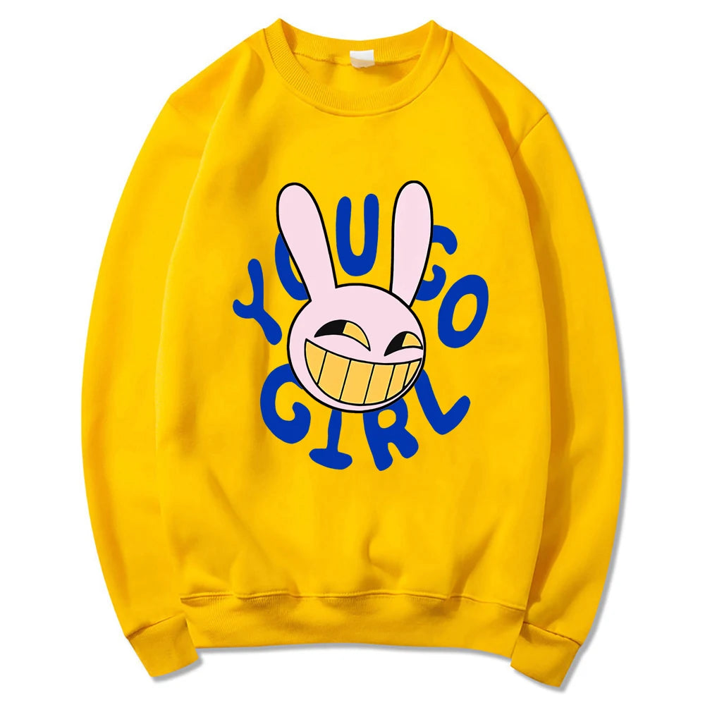 Hoodie Fashion Women Harajuku Funny Cute Rabbit Hoodie Unisex Cartoon Vintage Pullover Sweatshirt