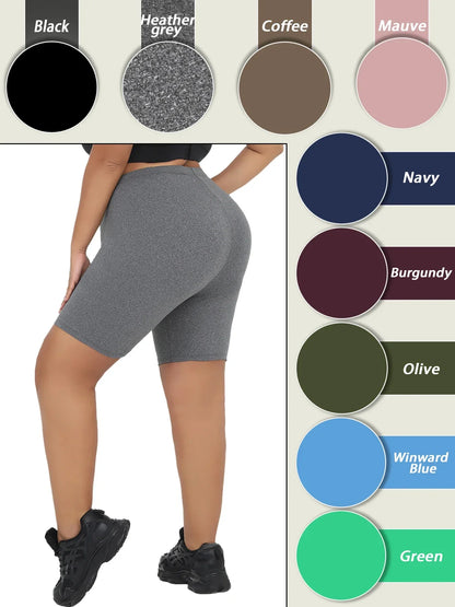 Plus Size Super Soft Biker Shorts For Women No See Through Workout Running Yoga Athletic Shorts 6"Inseam RUNNING
