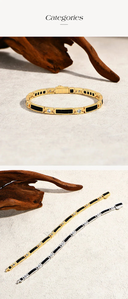 Princess Cut 3*3mm Black Spinel Bracelets forWomen Men S925 Silver Zircon Tennis Bracelet Fine Jewelry With Certificate