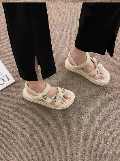 New Arrival Kids Sandals Children's Design Hollow-out Casual Sandals Soft Flat Strappy Sandals Girls Cute Bowknot Beach Shoes