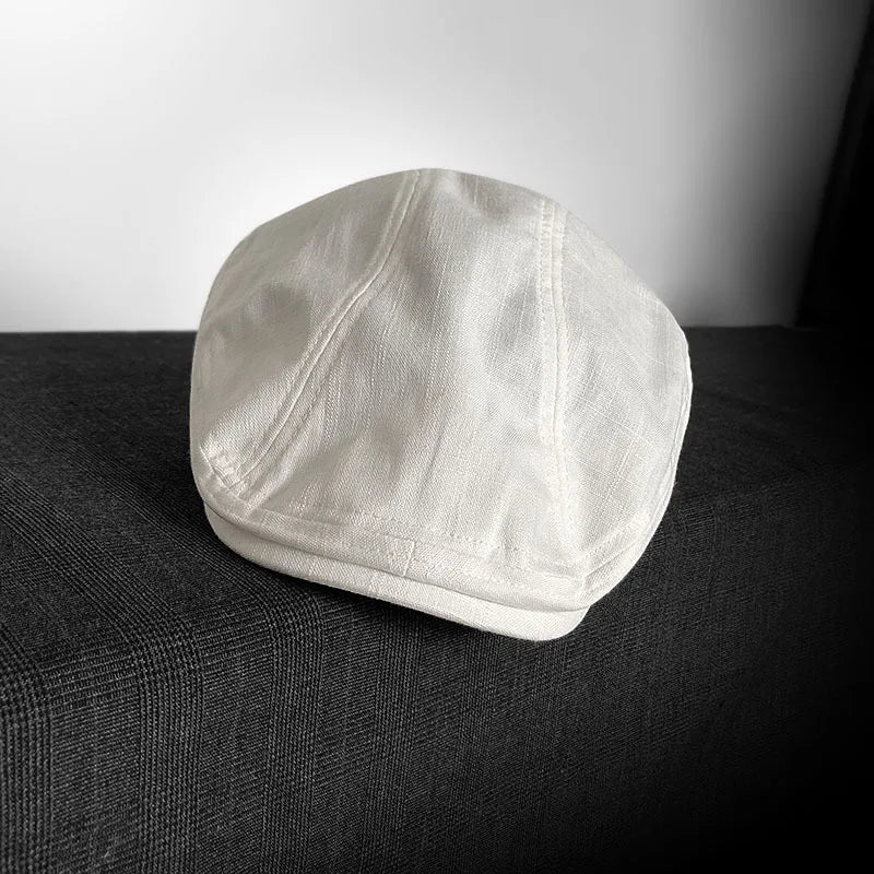 Spring Summer Linen Newsboy Cap New White Breathable Beret Men's Women's Literary Retro Hat England Hats Male Hats 55