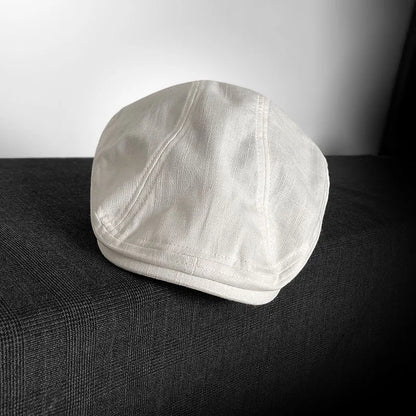 Spring Summer Linen Newsboy Cap New White Breathable Beret Men's Women's Literary Retro Hat England Hats Male Hats 55