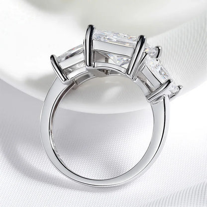 Princess Cut 3 Gems Moissanite Wedding Rings for Women Couple Jewelry Girl's Birthday Gift Lab Diamond Band Pure S925