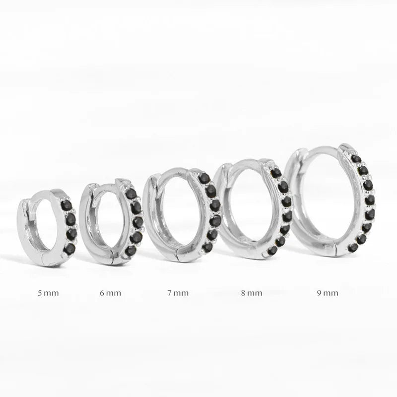 2PCS Stainless Steel Minimal Crystal Zirconia Hoop Earrings Gold Silver Color Small Huggie Cartilage Earring Piercing Jewelry