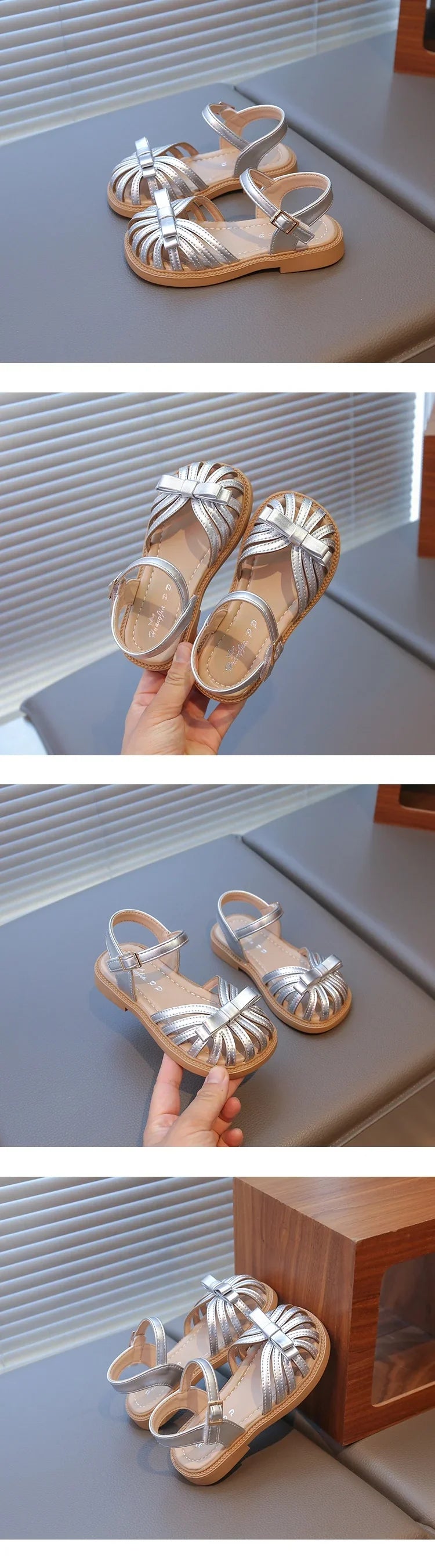 Girls Princess Sandals 2026 Summer Non-slip Toddler Beach Barefoot Shoes with Cute Bow Elegant Retro Girls School Party Shoes