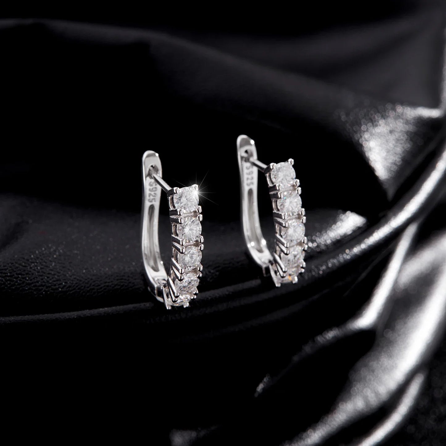 D Color U Shape Moissanite Earrings 925 Sterling Silver Elegant Exquisite Hoop Earrings For Women Wedding Jewelry