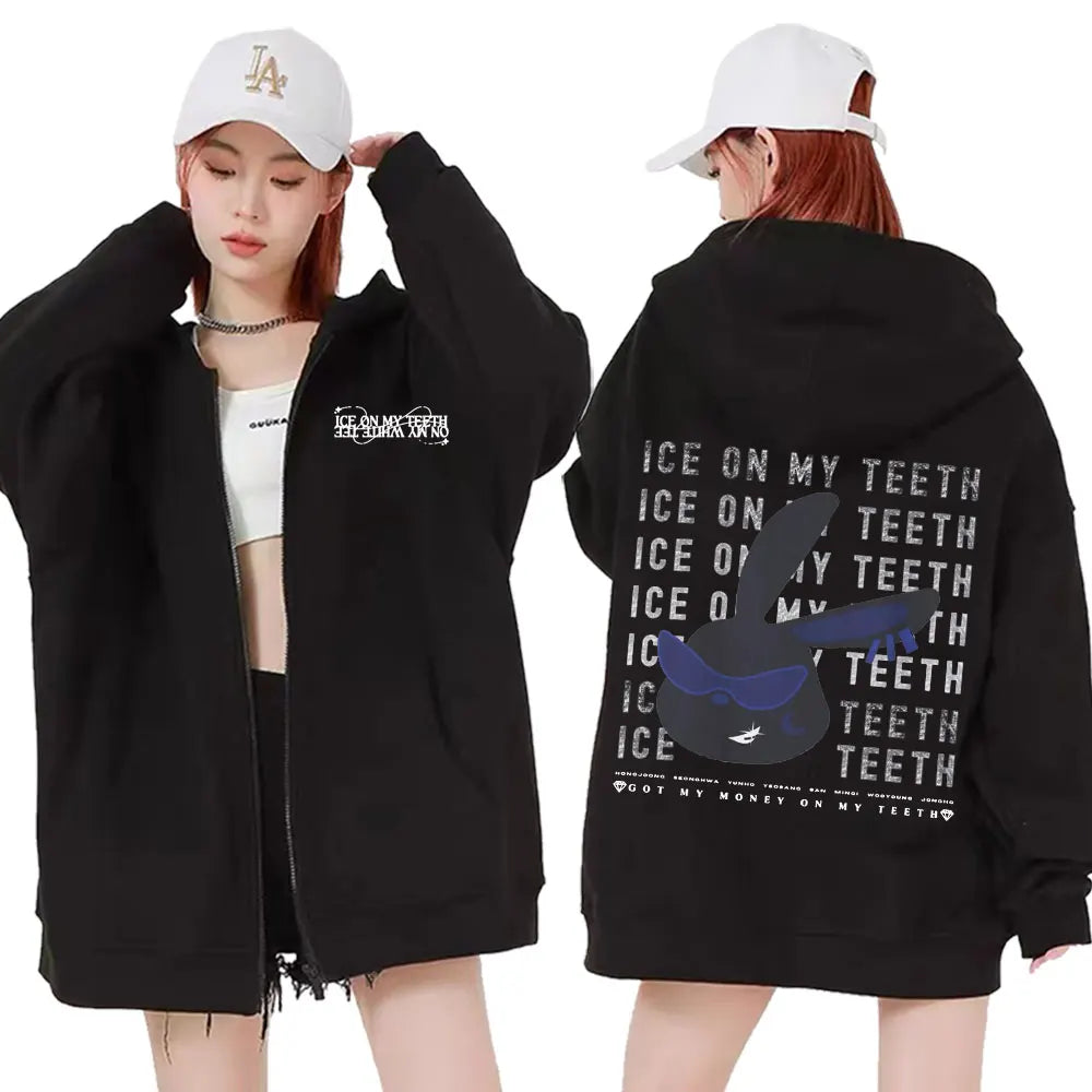 Ateez The World Ep. Fin Will Album Tour 2024 Zipper Hoodies Men Women Korean Fashion Zip Up Sweatshirt Casual Jacket Hoodie Tops