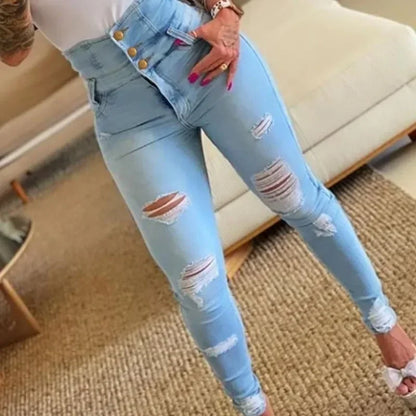 Denim Pencil Pants Washing Slim Fit Pockets Streetwear