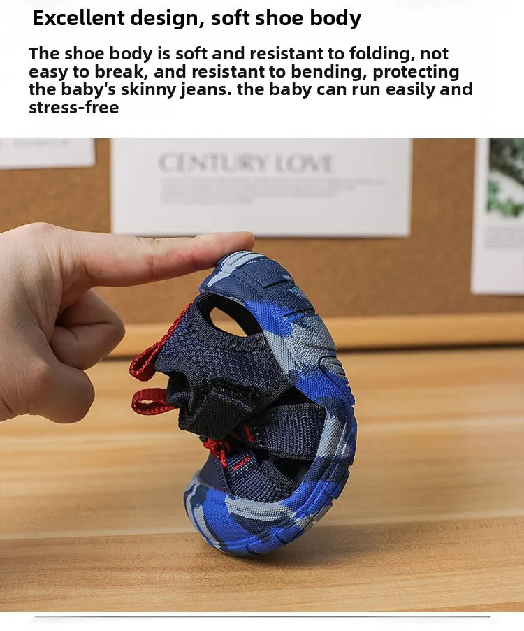 Baby Camouflage Sandals Boys Anti-kick Anti-slip Sport Sandals Girls Breathable Mesh Sandals