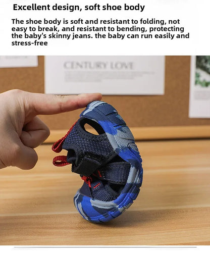 Baby Camouflage Sandals Boys Anti-kick Anti-slip Sport Sandals Girls Breathable Mesh Sandals
