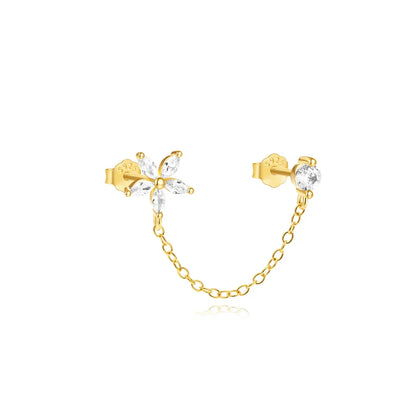 1PC 925 Sterling Silver Horse Eye Chain Tassel Zircon Drop Earrings For Women Ins Minimalism Geometric Earrings Gift