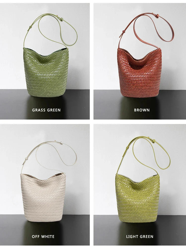 luxury woman handbagNew high end Hand-woven genuine leather women's bag large capacity shoulder tote bag underarm bag bucket bag