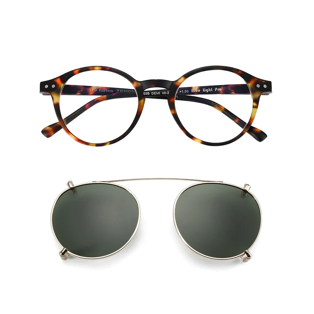 Steampunk Style Glasses (Anti Blue Light Blocking Eyewear) + Clip Lenses