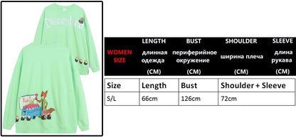 Embroidery Cartoon Print Sweatshirt Women Couple Long Sleeve Pullover Jumper Tops
