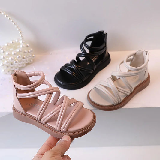 Sweet Princess Shoes for Little Girls 2026 Summer New Fashion Korean Edition High Top Roman Sandals for Girls