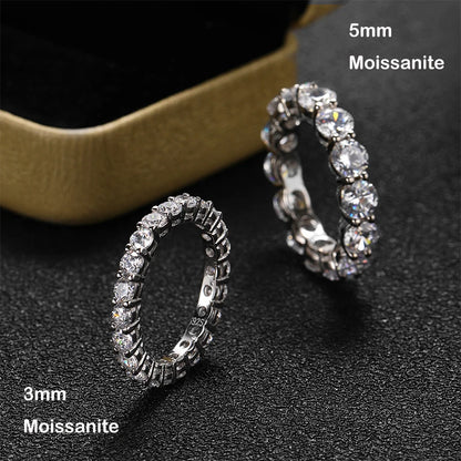 Luxury 2.2cttw 3mm Moissanite Full Enternity Diamond Engagement Ring For Women S925 Silver Wedding Band Rings Fine Jewelry