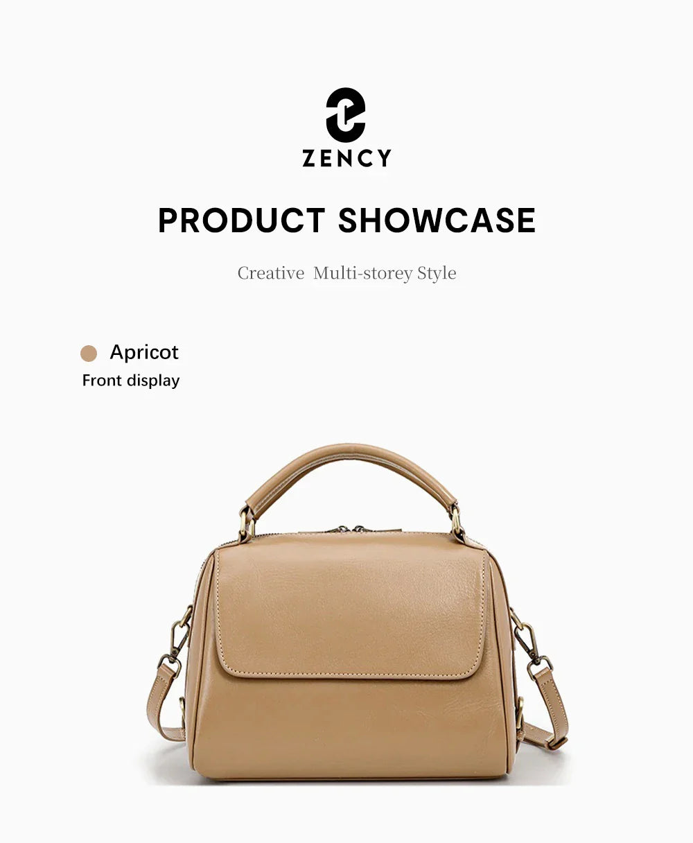 Genuine Leather Women's Handbag Cowhide Shoulder Bag Large Capacity Boston Crossbody Satchel For Fashion Bolsa Two Straps