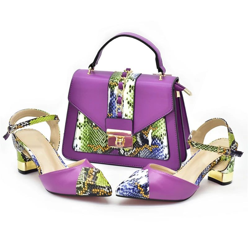 New Arrival Leopard Shoes and Bag Set  for Women Bride Shoes and Bag for Party Wedding Patent Leather Shoes for Women Sandals