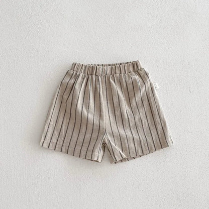 New Summer Korean Style Baby Boys Striped Outfits Cotton Linen Shirts Shorts 2pcs Children Casual Loose Sets