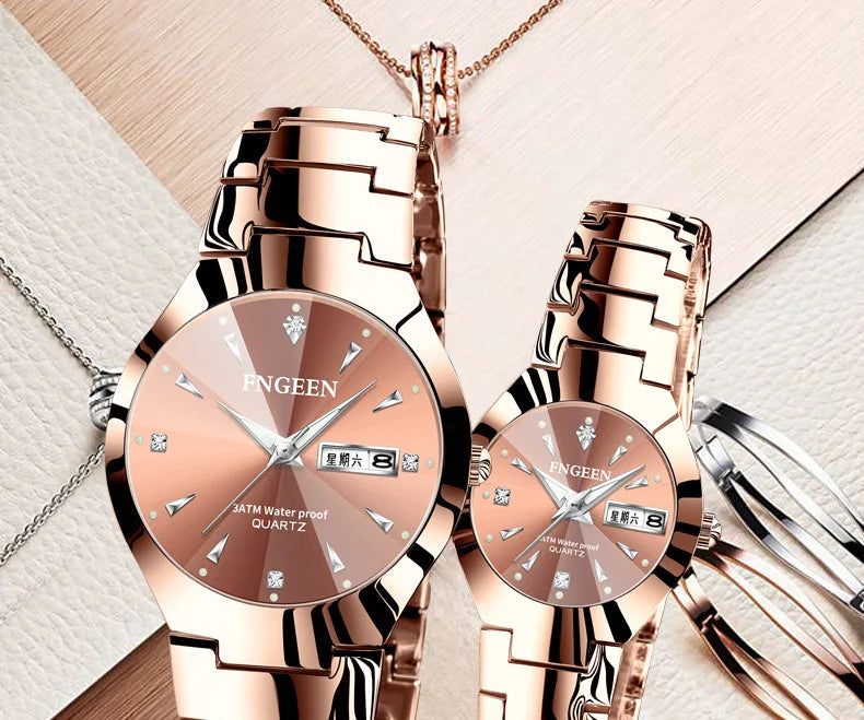 5808 Relogio Feminino Couple Watch Men Quartz watch for Lovers Luxury Womens wristwatch Stainless Steel Waterproof