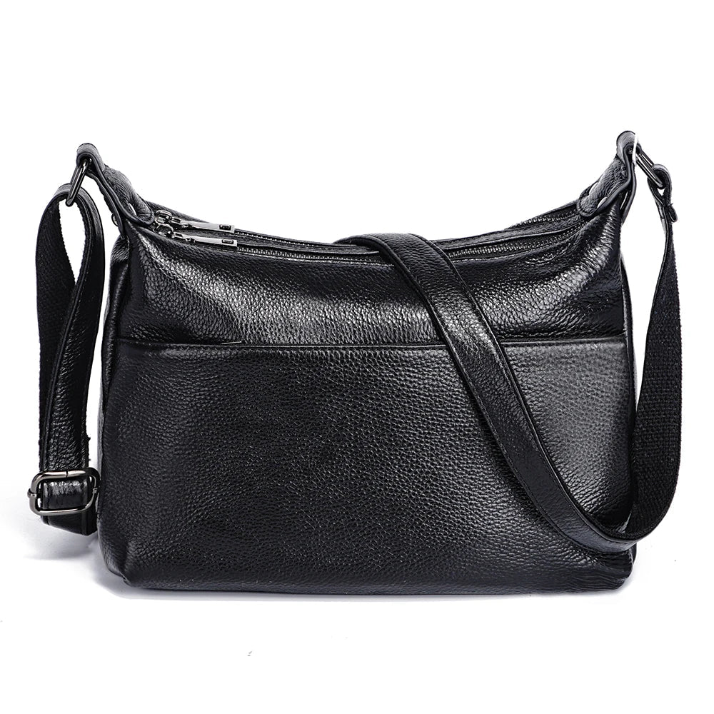 Elegant Genuine Leather Women's Shoulder Bag Trendy Crossbody Messenger Bag for Ladies Dark Red Blue 100% Satchels Hobo