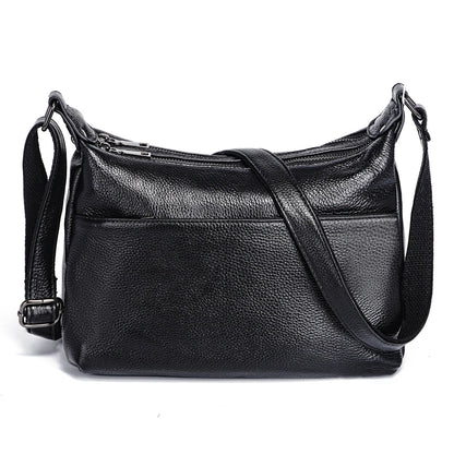 Elegant Genuine Leather Women's Shoulder Bag Trendy Crossbody Messenger Bag for Ladies Dark Red Blue 100% Satchels Hobo