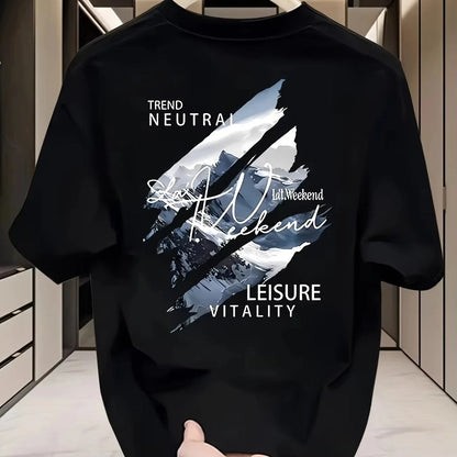 Summer Casual Street Breathable Men's Short-sleeved T-shirt for Outdoor Outings Trendy Printed Men's Clothing