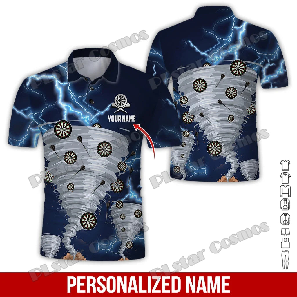 PLstar Cosmos Darts Team Custom Name 3D All Over Printed Premium Men's Polo Shirt Summer Street Casual Short sleeve shirt WK62