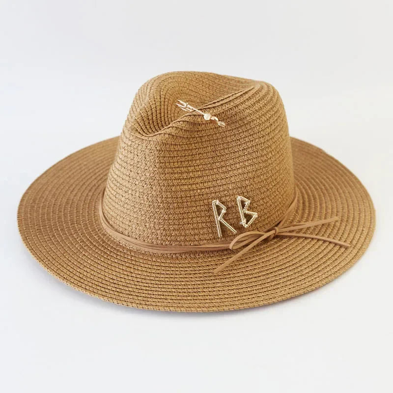 Big Size  Summer Sun Hats Ladies Fashion Girl Beach Straw  Hat Luxury Grass Jazz Top Panama Hat Womens 60cm Large Head