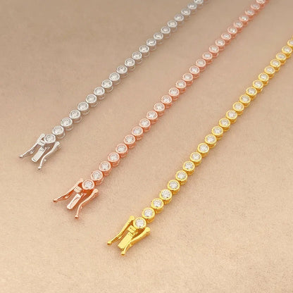 2mm 3mm Moissanite Tennis Bracelets for Women Bezel Set Round Bubble Lab Diamond with GRA S925 Silver Plated 18K Party Bracelet