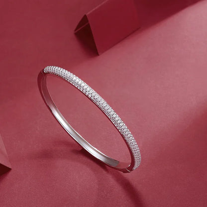 1.5mm 2.3CT All Moissanite Bangle for Women Luxury Quality Jewelry S925 Sterling Silver Bracelets Birthday Christmas Gift