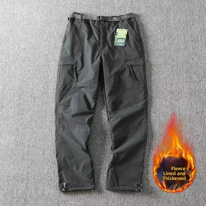 Outdoor Workwear Pants Men's Loose Fleece Lined Thick Soft  Hiking Mountain Climbing Windproof Waterproof Jacket Pants