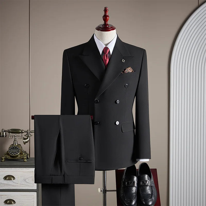 Conjuntos de terno slim fit masculino elegante formal para festas e negócios, traje de noite masculino de alta qualidade, blazer e calça, 2 peças