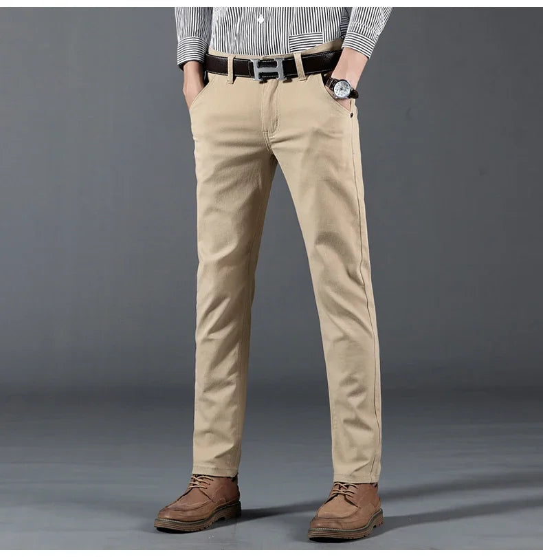 6 Color Men Slim Casual Pants New Classic Business Fashion Comfortable Stretch Cotton Elastic Straigh Trousers Male
