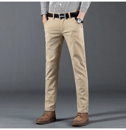 6 Color Men Slim Casual Pants New Classic Business Fashion Comfortable Stretch Cotton Elastic Straigh Trousers Male