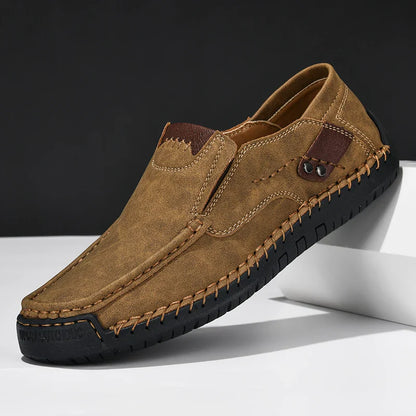 Handmade Leather Men Shoes Casual Comfortable Slip On Loafers Men Leather Shoes Flats Moccasins Walking Shoes Fall Dropshipping